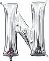 Silver Letter "N" Mylar 16 Inch Balloon